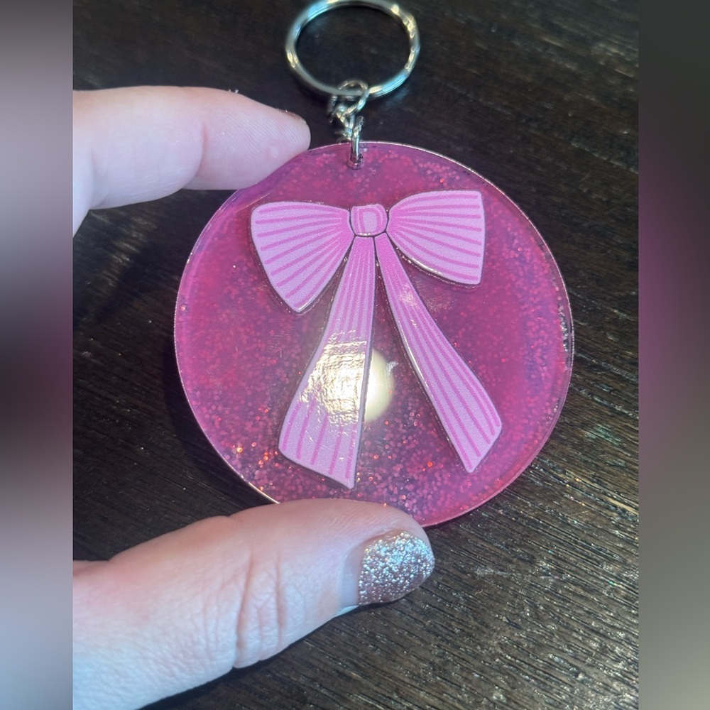 Pink Bow Keychain